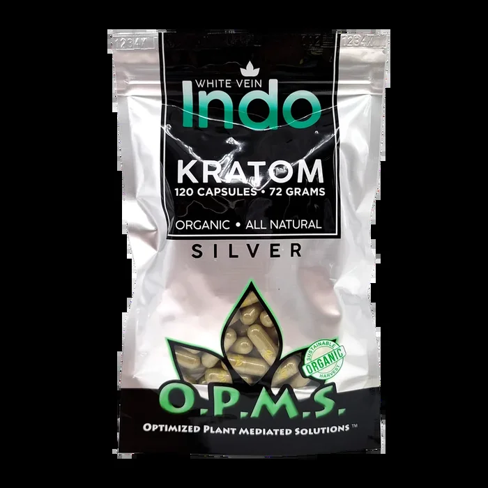 120ct OPMS Silver White Vein Indo Kratom Extract Capsules