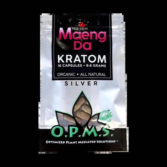 16ct OPMS Silver Red Vein Maeng Da Kratom Extract Capsules