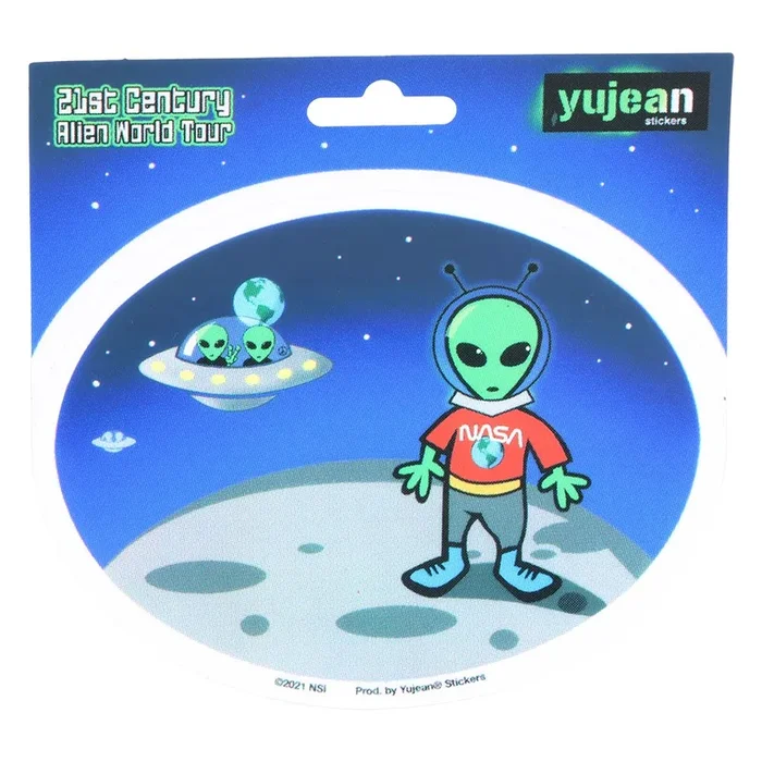 21st Century Alien World Tour On The Moon Oval Sticker – 4.75″x3.6″