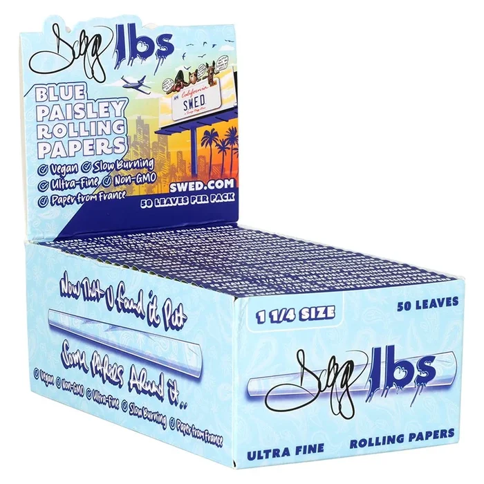 50CT DISPLAY – Dogg Lbs Blue Paisley Rolling Papers – 1 1/4″ / 50pc