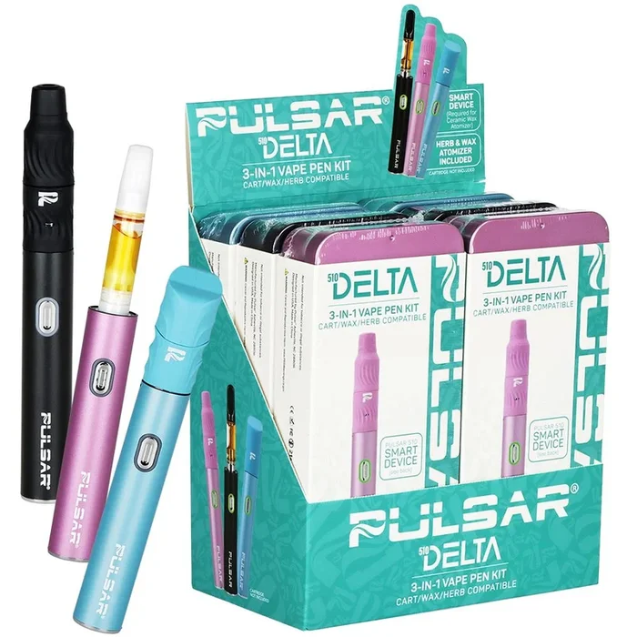 6CT DISPLAY – Pulsar 510 Delta 3-in-1 Smart Battery Vape Pen Kit – 800mAh / Assorted Colors
