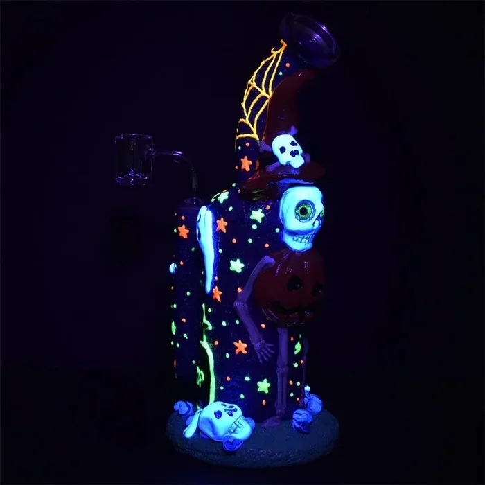 9.5″ Frightening Fiesta 3D Painted Glow in the Dark Dab Rig