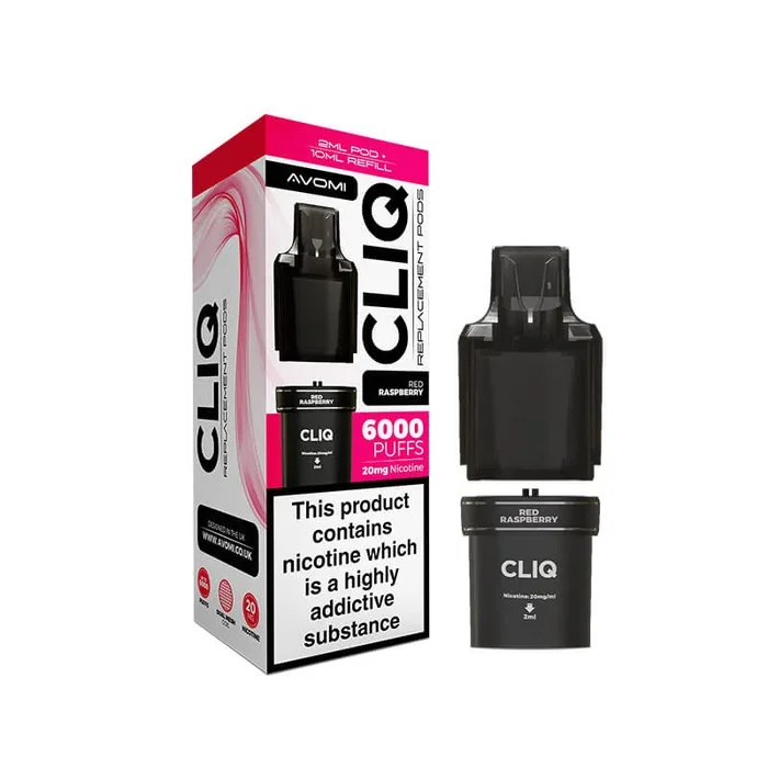 Avomi CLIQ Prefilled Vape Pod + Refill – Red Raspberry