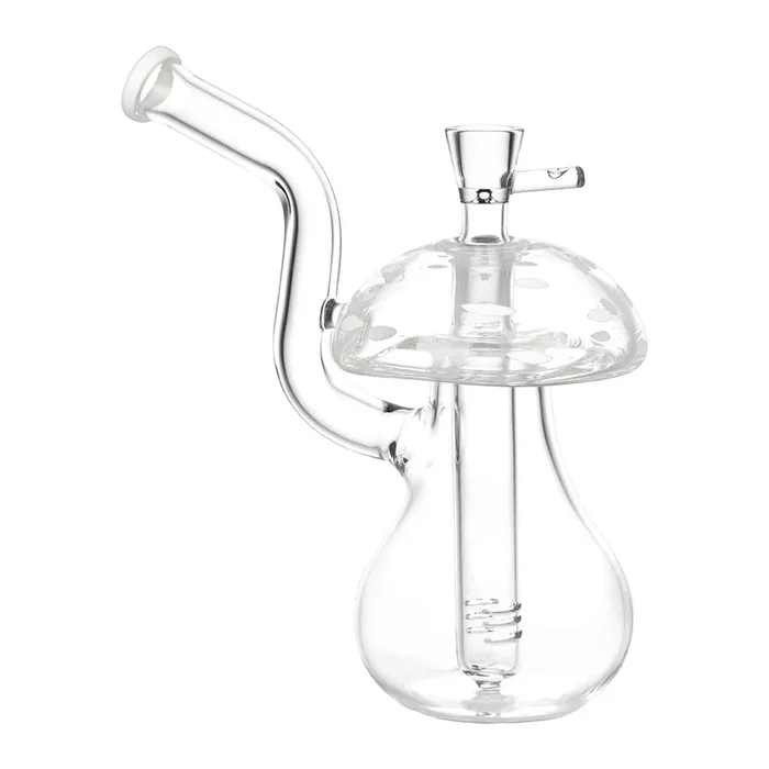 Clear Mushroom Glass Water Pipe – 6.5″ / 14mm F