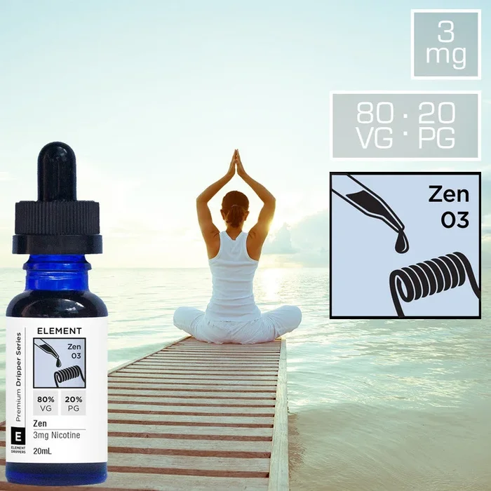 Element Zen Stress-Relieving Relaxation 3mg 8020 High-Vapour Dripper E-Liquid