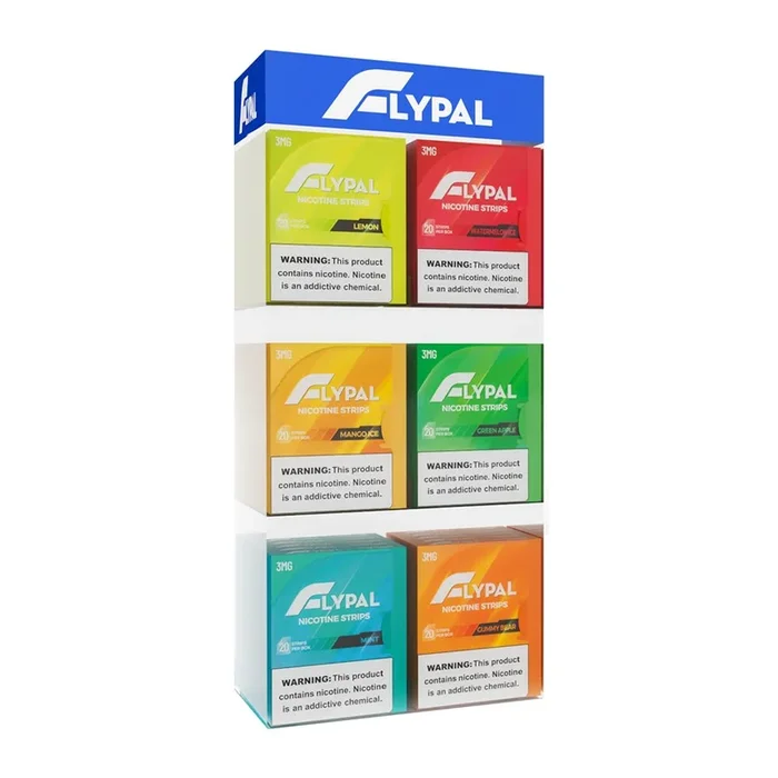 FLYPAL Nicotine Strips Loaded Counter – Acrylic Shelving Unit (SAS) 30pc Display