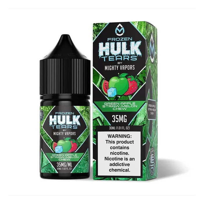 Frozen Green Apple Straw-Melon Chew | Mighty Vapors Hulk Tears Salts | 30mL