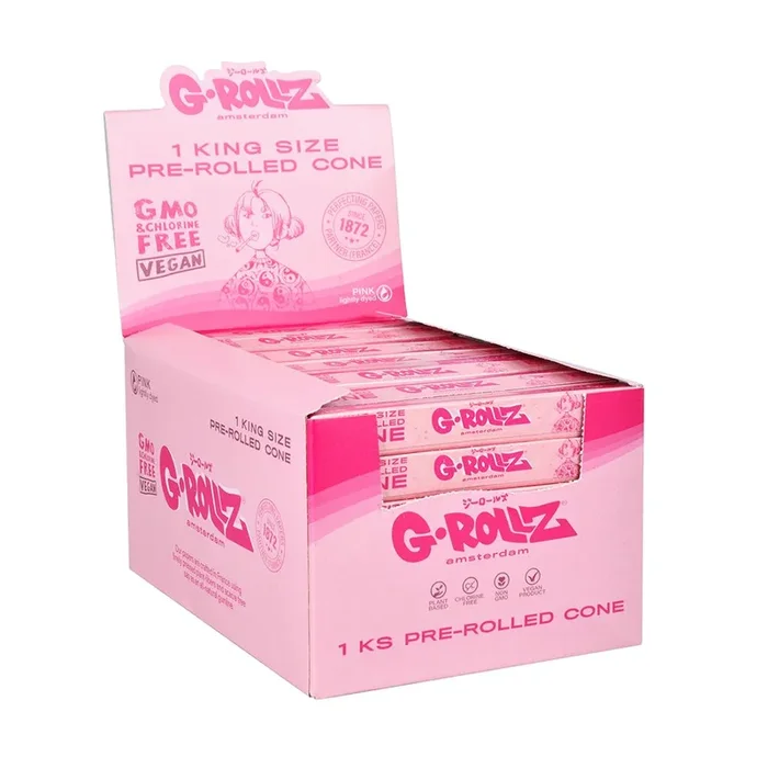 G-ROLLZ Lightly Dyed Pink Pre-Rolled Cones – King Size 72ct
