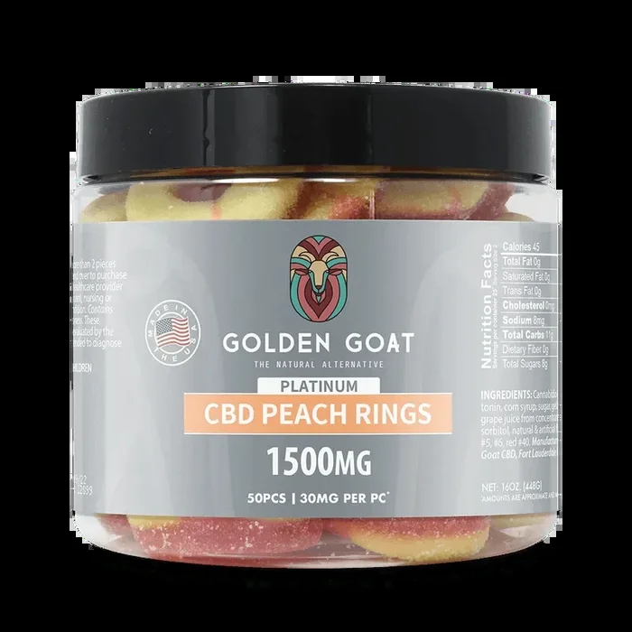 Golden Goat Platinum CBD Gummies 1500mg – Peach Rings