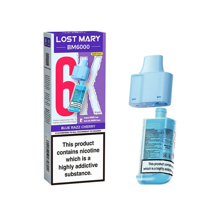 Lost Mary BM6000 Blue Razz Cherry Prefilled Vape Pods – 20mg