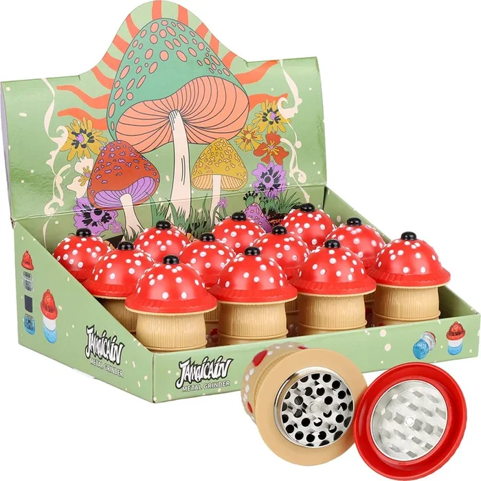 Mushroom Acrylic Grinder – 3pc / 1.5″ 12ct