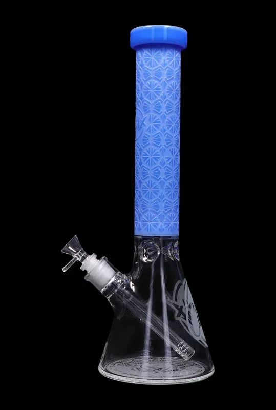 Patterned Printed w/ Coloured Tube Beaker – Milky Blue – 14 in.