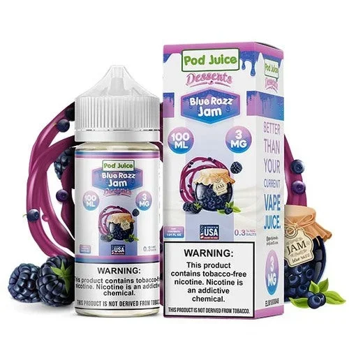 Pod Juice Freebase Nicotine – Blue Razz Jam