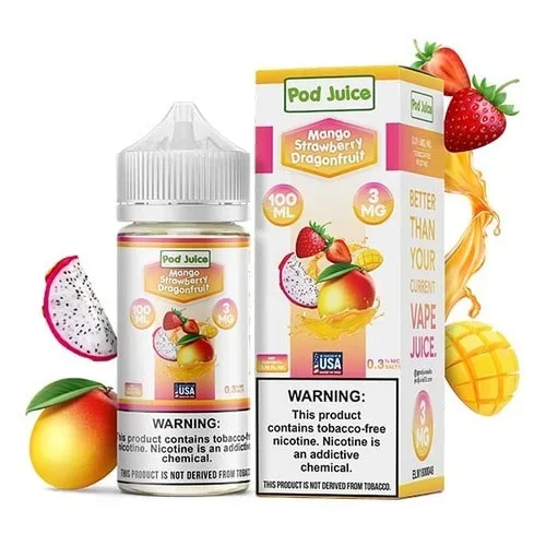 Pod Juice Freebase Nicotine – Mango Strawberry Dragonfruit