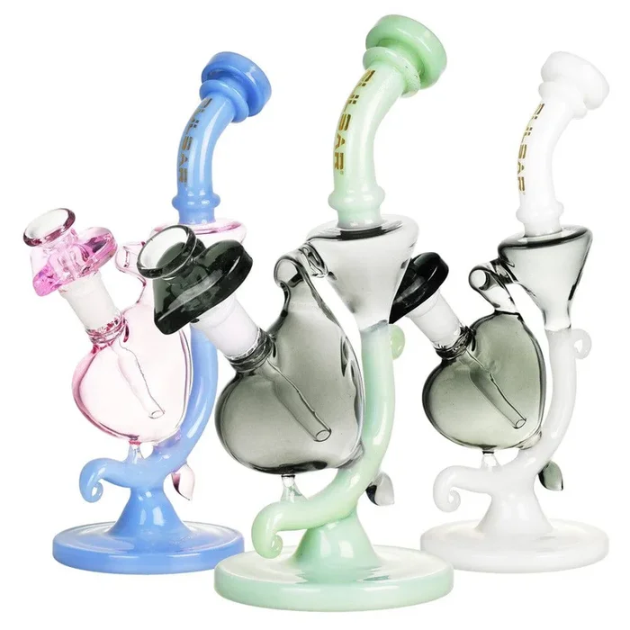 Pulsar Heart Recycler Water Pipe – 8.5″ / 14mm F / Blue Pink