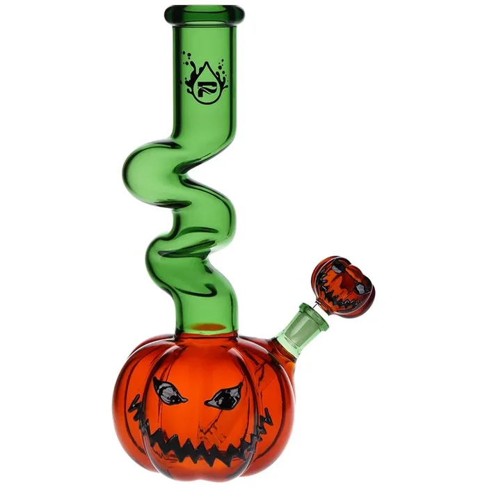 Pulsar Twisty And Wicked Jack-O-Lantern Glass Water Pipe – 11″ / 14mm F