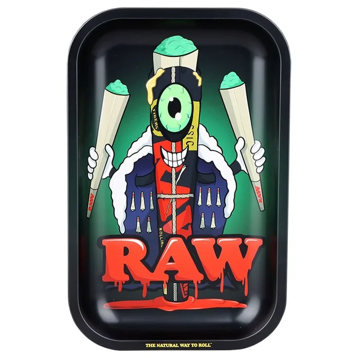 RAW Black Cone Monster Metal Small Rolling Tray – 11″x7″