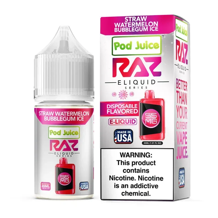 RAZ x Pod Juice – Straw Watermelon Bubblegum Ice | 30ml