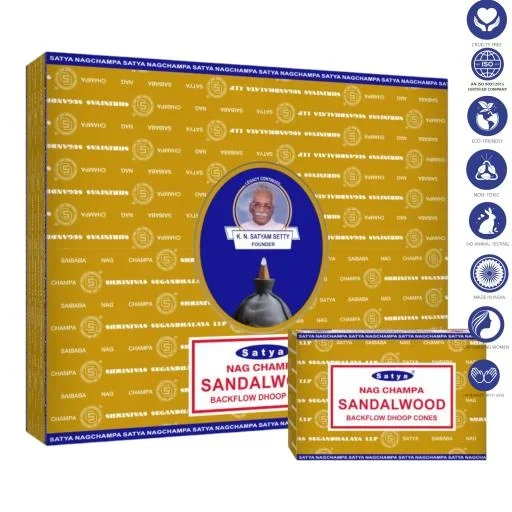 Satya Backflow Cones – Sandalwood Backflow Dhoop Incense 10 Cones