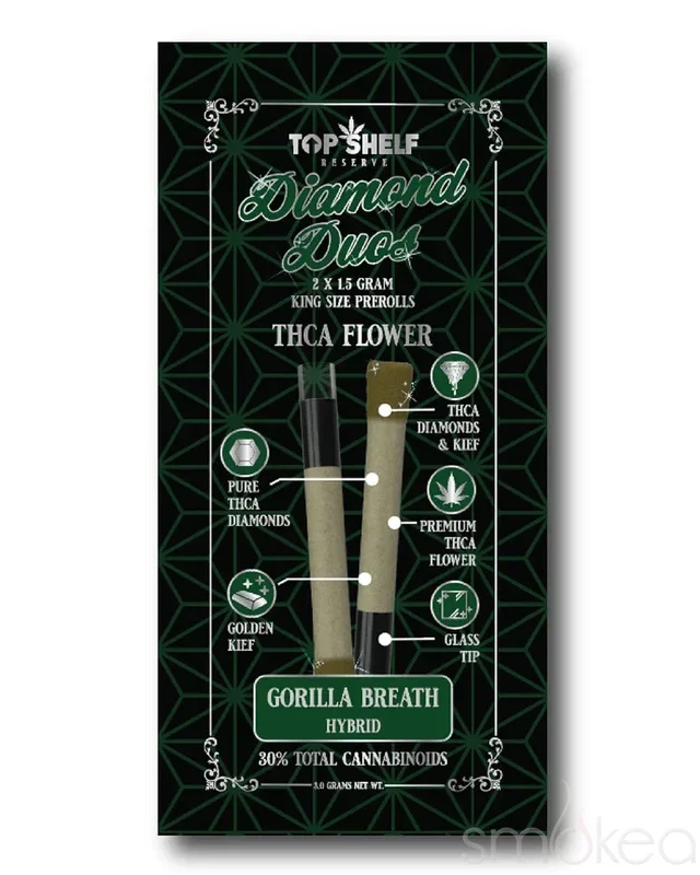 Top Shelf Hemp THCA King Size Diamond Duos – Gorilla Breath