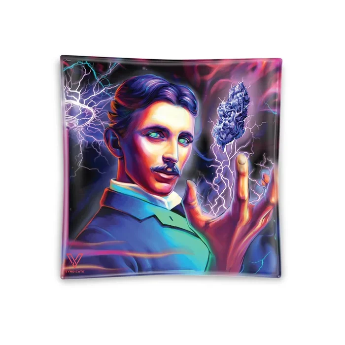 V Syndicate High Voltage Square Glass Ashtray – 4.5in