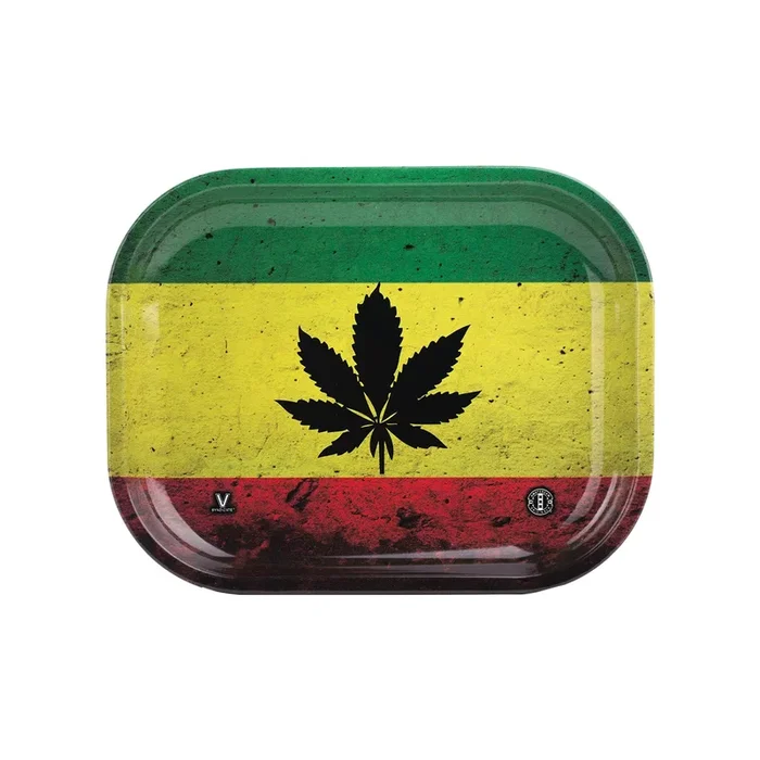 V Syndicate Rasta Leaf Metal Rolling Tray – 7in